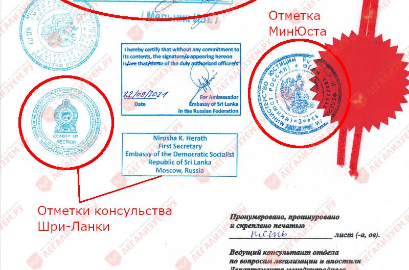 Легализация документов для Шри-Ланки